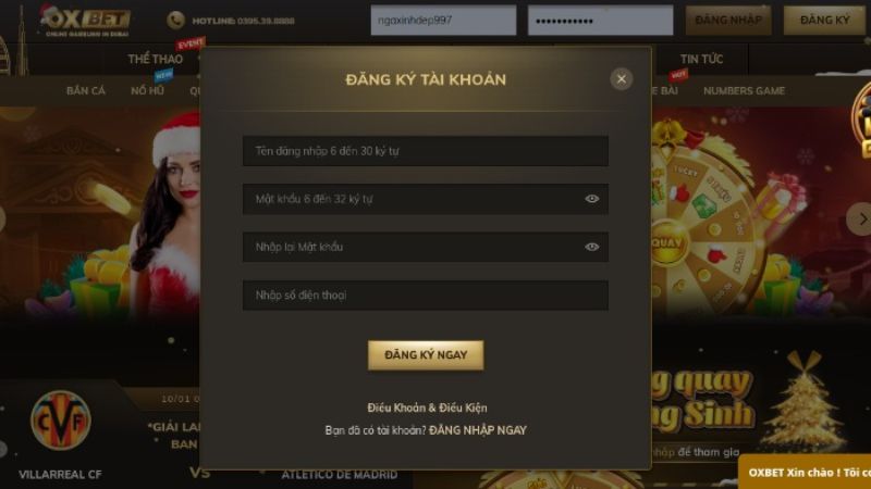 Quy trình đăng ký tài khoản Oxbet đơn giản nhanh chóng